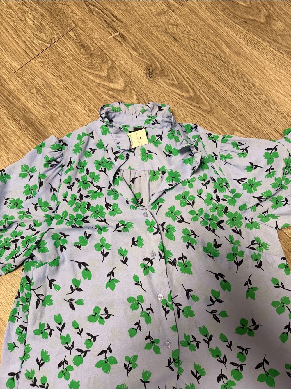 Ann Taylor Floral Ruffle Collar Shirt - Picture 2 of 5